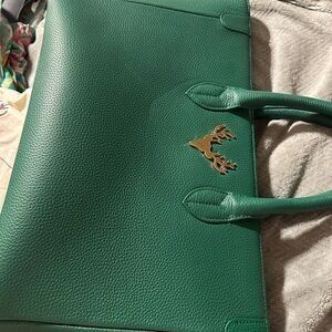 Green Leather TAXIDERMY Tote